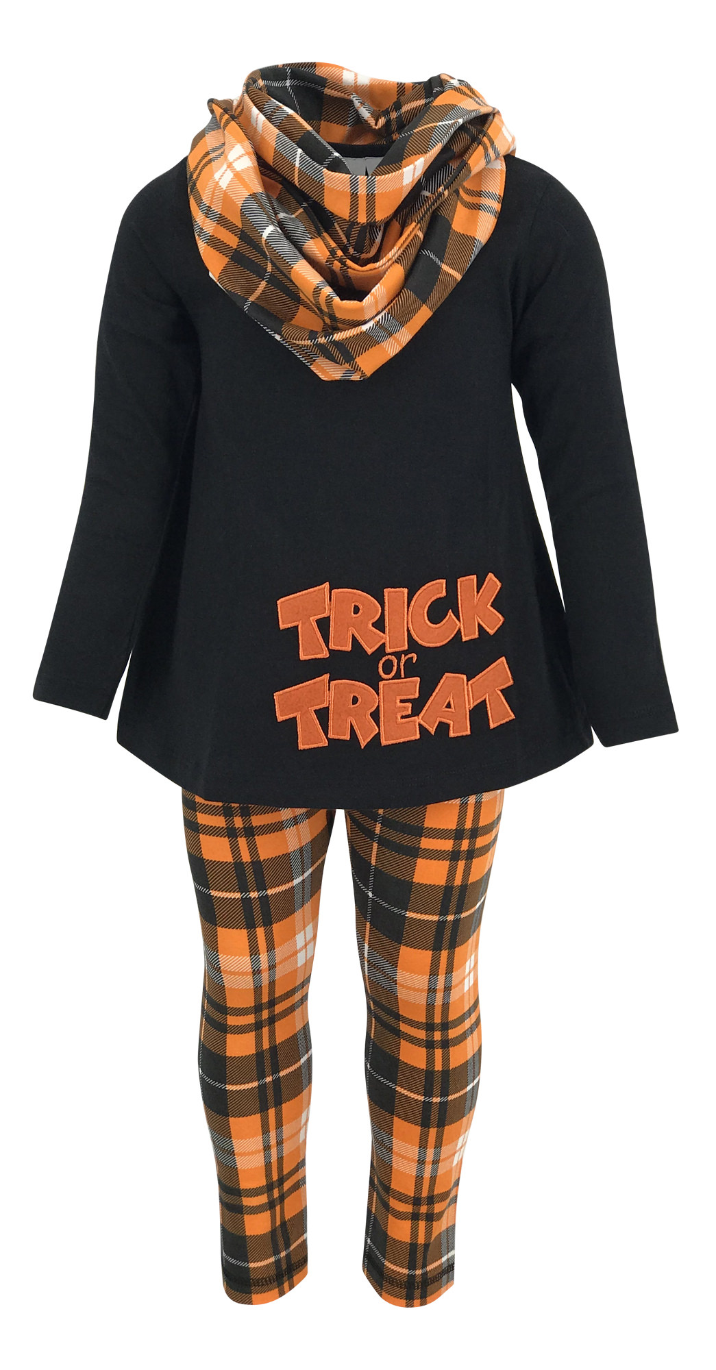 Unique Baby Girls 3 Piece Trick Treat Plaid Halloween Outfit